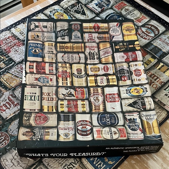 Vintage Beer Can Puzzle what’s your pleasure over 500 quality pieces Soringbok - Picture 1 of 12